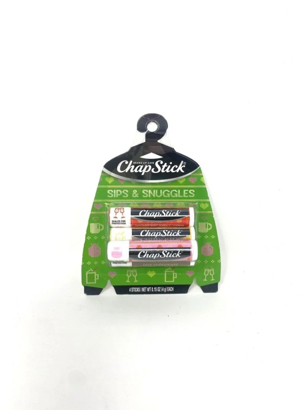 Chapstick Holiday Ugly Sweater Lip Balm - Sips & Snuggles - 0.15oz/4ct